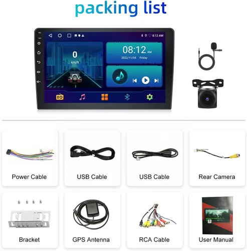 Miniatura 7 de Podofo Estéreo de auto de doble DIN de 2+32G con Apple Carplay Android Auto inalámbrico de 10.1 pulgadas, pantalla táctil y radio Android