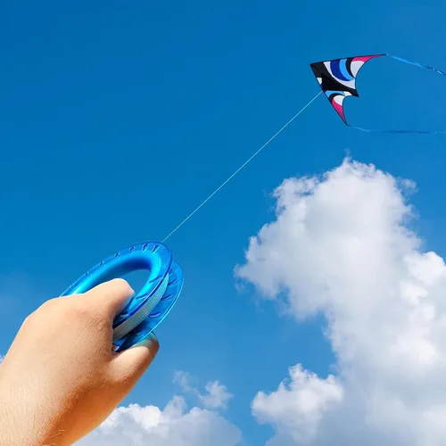 Miniatura 6 de Juego de cometas de aro para niños: carrete, mango y línea de 300 pies para cada bobinador de carrete de cometa