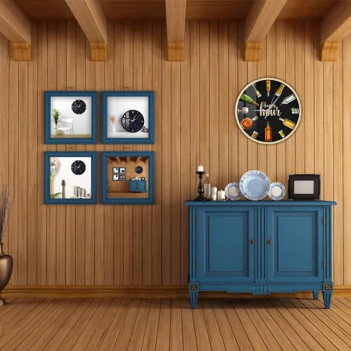 Miniatura 3 de Reloj de pared de vino de 12 pulgadas, Happy Hour Wine Time Wine Booze Beer Reloj de pared silencioso sin tictac reloj de pared para hombre, cueva