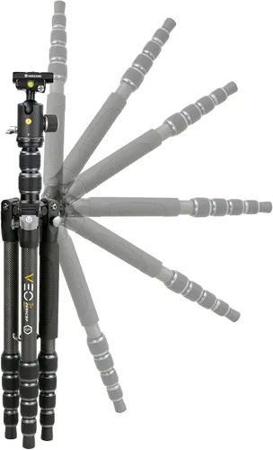 Miniatura 9 de Vanguard VEO3T204ABP Trípode de viaje de aluminio con cabeza de bola, mango extraíble y zapata rápida con soporte integrado para teléfono inteligente
