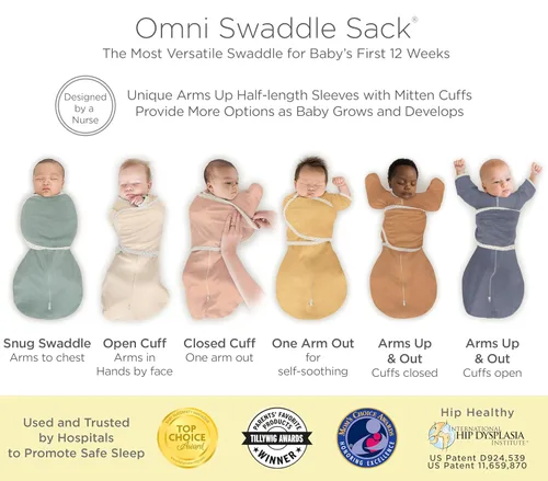 Miniatura 3 de SwaddleDesigns Saco de Envolver Omni de 6 Vías con Brazos Arriba para Recién Nacido, Más Opciones para Calmar el Reflejo de Moro, Mejora el Sueño