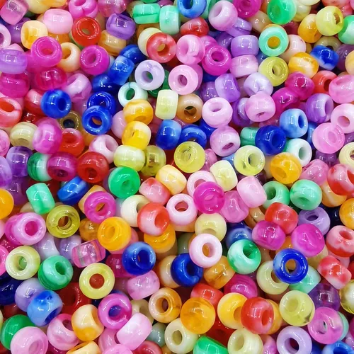 Miniatura 31 de Amaney - 500 cuentas de plástico para poni de 0.236 x 0.354 in, mezcla de colores mezclados con purpurina transparente