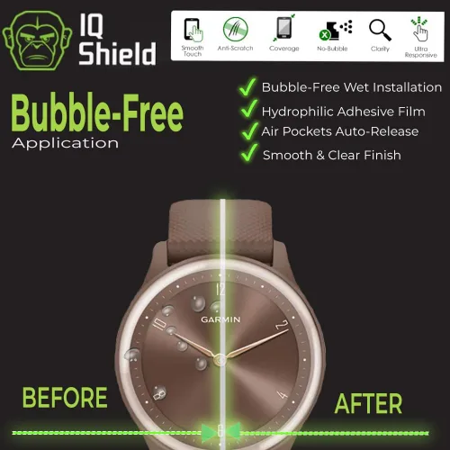 Miniatura 3 de IQShield Paquete de 6 protectores de pantalla para Garmin Vivomove Sport de fácil instalación, ultra fino, resistente a las manchas, arañazos
