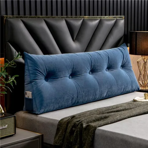 Miniatura 8 de Almohada triangular grande para cabecero beige con cuña para cama, almohada de lectura, respaldo de posicionamiento, cojín con funda extraíble
