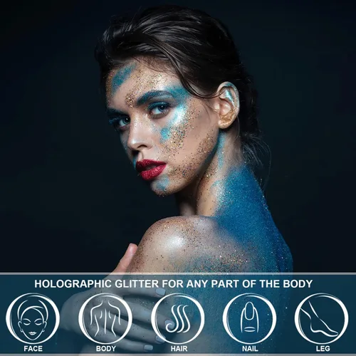Miniatura 4 de Gel holográfico con purpurina para el rostro, brillo corporal con maquillaje para cabello, cara, clavícula, brazo, uñas, sombra de ojos, lentejuelas