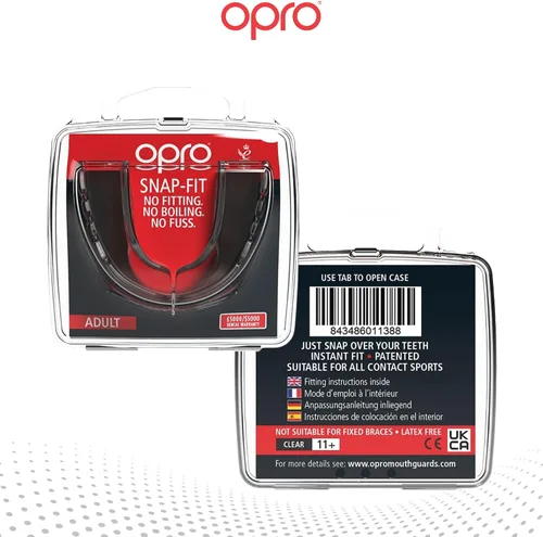 Miniatura 6 de OPRO Protector bucal a presión de ajuste instantáneo (transparente) para adultos para artes marciales mixtas y deportes de impacto, protector bucal