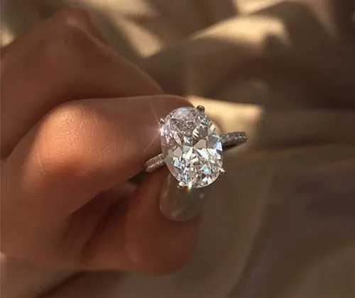 Miniatura 2 de Anillo de compromiso elíptico de plata 925 de corte perfecto de 3 quilates con circonita cúbica para mujer, anillo de compromiso con halo