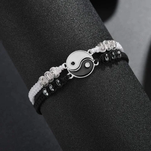 Miniatura 4 de Caiyao Pulseras para mejores amigos para 2 pulseras a juego de cuentas de piedra natural Yin Yang para mejor amiga, amistad, relación, novio, novia