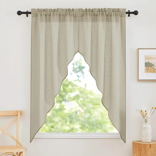 RYB Home - Cortinas semitransparentes de lino Angora