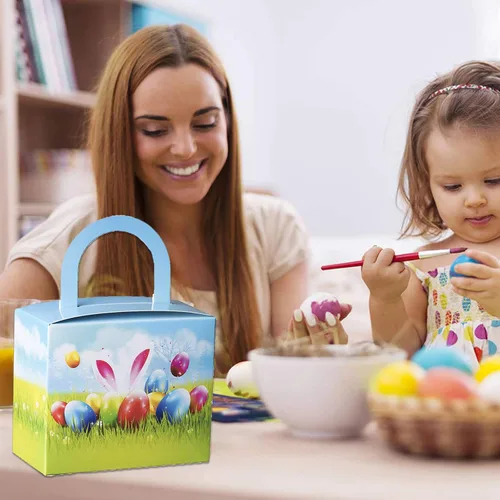 Miniatura 4 de Hammont Cajas de dulces de Pascua – Paquete de 18 – Cajas coloridas para regalos de fiesta con asa resistente – Perfecto para recuerdos de boda