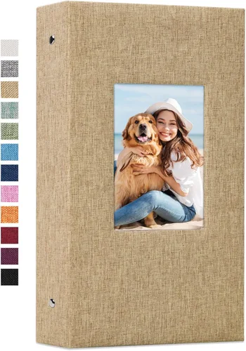 Miniatura 19 de Vienrose - Álbum de fotos de lino con 300 bolsillos de 4 x 6 pulgadas, cubierta de tela, para bodas, familias, aniversarios y bebés Azul cielo