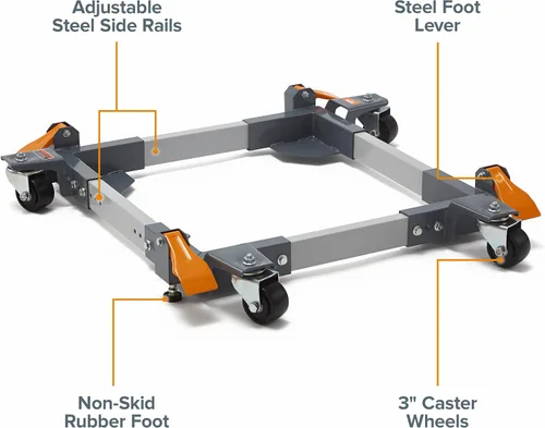 Miniatura 2 de Bora Portamate Base Móvil PM-3550 de Resistencia Industrial con Ruedas Giratorias – Universal, Súper Resistente, Kit Rodante Ajustable, Rodillo