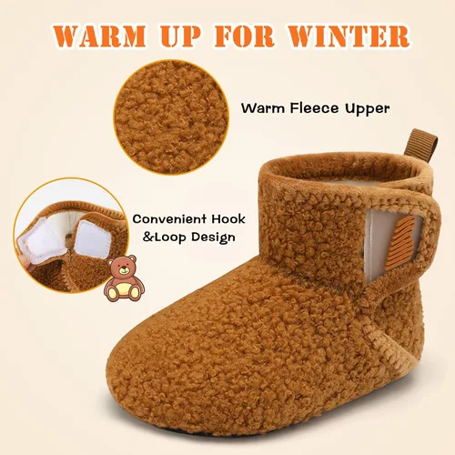 Miniatura 2 de BARERUN Pantuflas para niños y niñas, zapatos de casa para bebés, botines de invierno mullidos de felpa acogedora para niños, pantuflas cálidas
