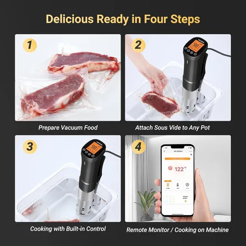 Miniatura 7 de INKBIRD Wifi Sous Vide Cocina, Máquina Sous Vide de 1000W, Circulador de Inmersión con Control Remoto con Aplicación, Recetas, Temporizador, Alarma