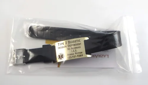 Miniatura 3 de Pulsera premium de demenciaidentificación de Alzheimer - Grabado láser oscuro gratis Personalización personalizada, Acero inoxidable, cuero o metal