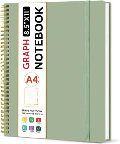 Miniatura 24 de Taja Cuaderno con forro en espiral, cuadernos de 8.5 x 11 pulgadas para trabajo, diario grande A4 para mujeres y hombres, cuaderno de diario