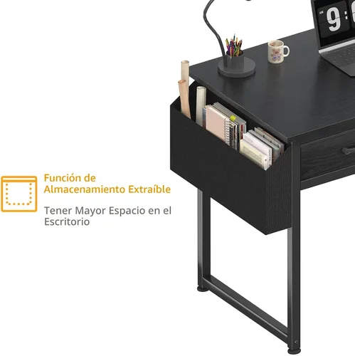 Miniatura 7 de DLisiting - Escritorio pequeño con cajones de tela para dormitorio, escritorio de 32 pulgadas para juegos con 2 cajones para espacios pequeños, mesa