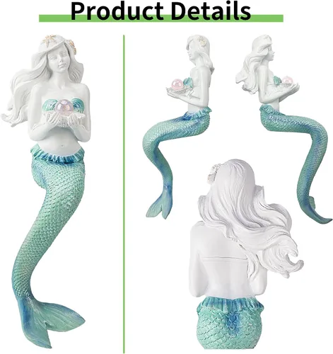 Miniatura 5 de Teaeeno Decoraciones únicas de sirena para pecera, kit de decoración de sirena para casa, decoración de acuario, encantadora estatua de decoración