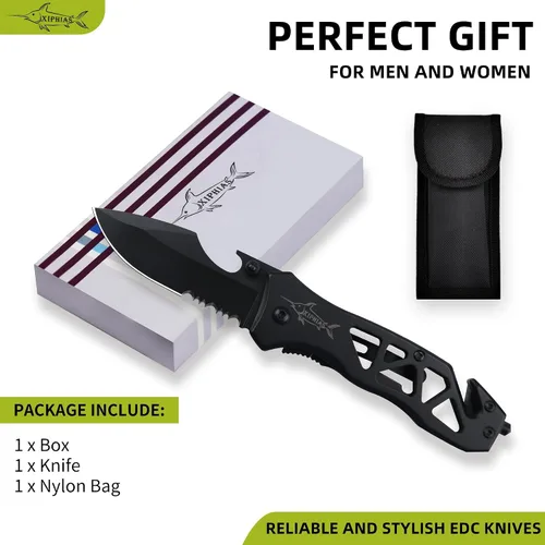 Miniatura 3 de Día del Padre Día de la Madre y regalo de cumpleaños para él y ella – Cuchillo plegable táctico XIPHIAS para marido, novio, padre, esposa, novia