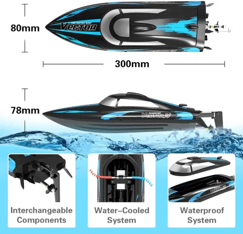 Miniatura 8 de volantexrc Barco de control remoto RC para piscina, control de 2.4 GHz, barcos RC para adultos, barco eléctrico de lago con sistema de refrigeración