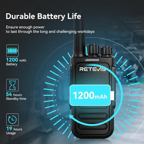 Miniatura 5 de Retevis MateTalk - Walkie Talkies B4 con micrófono de hombro impermeable, cancelación de ruido de radio de 2 vías, compacto, carga USB-C, radios