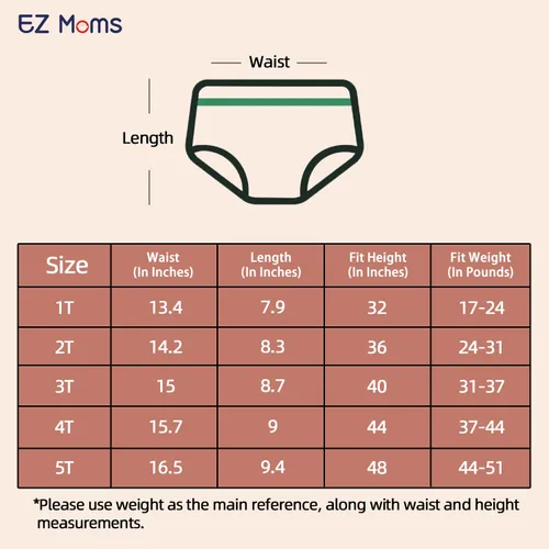 Miniatura 6 de EZ Moms 6 paquetes de ropa interior de entrenamiento para niñas 100% algodón, absorbente, acolchada, para niños pequeños, 5T, a prueba de fugas