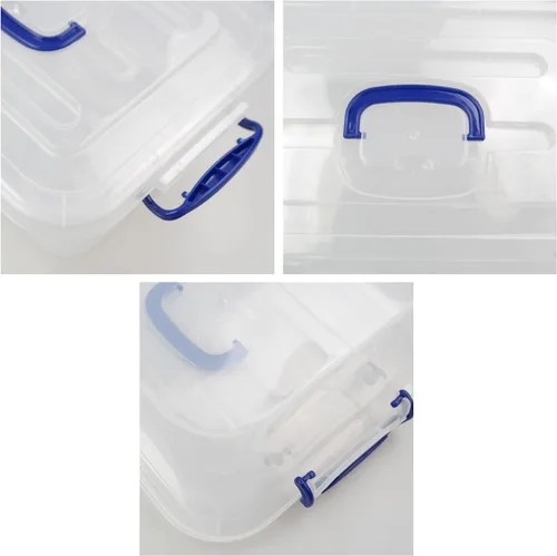 Miniatura 3 de Caja de almacenamiento de plástico transparente de 8 cuartos con asa, 2 paquetes apilables transparentes para despensa, organización del hogar