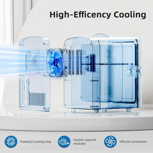 Miniatura 4 de Electactic Refrigerador compacto, mini refrigerador portátil, cuidado de la piel, capacidad de 4 litros/6 latas, para dormitorio, automóvil, oficina