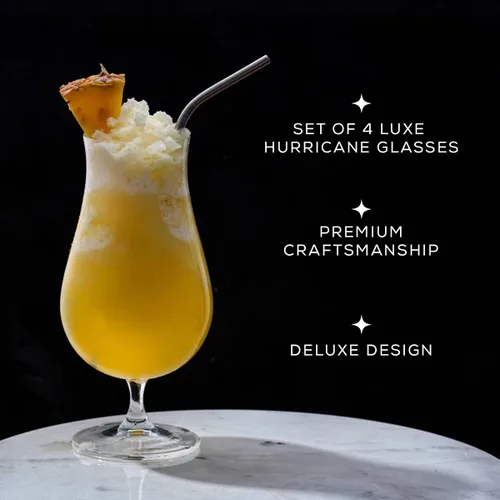 Miniatura 2 de JoyJolt Terran - Vasos de piña colada, vasos de cóctel de huracán de primera calidad fabricados en Europa, juego de bebidas de cristal de 21 onzas