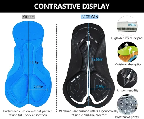 Miniatura 2 de NICEWIN - Pantalones cortos de ciclismo para hombre, con acolchado 3D y secado rápido