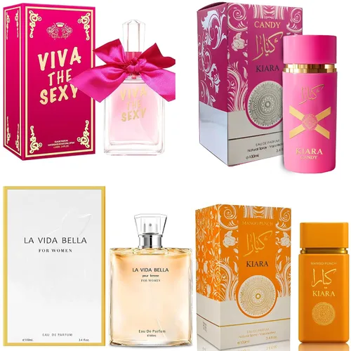 Miniatura 16 de A CENTER Juego de 4 perfumes para mujer – Set de regalo de fragancia floral con vainilla, almizcle y cítricos Eau De Pafume 3.5 onzas líquidas