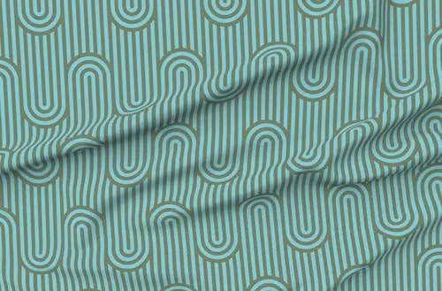 Miniatura 4 de Fabric Modern Stripe Abstract Waves Retro Bold Arches Blue Mod Lines Ocean Printed on Petal Cotton Fabric Fat Quarter - Sewing Quilting Apparel