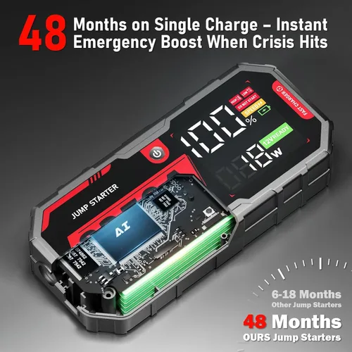 Miniatura 4 de 8250A Arrancador de Salto Arrancador de Puente Portátil Paquete de Batería (Hasta 10L de Gasolina / 6.5L de Diesel), 2 Bancos de Energía USB-C