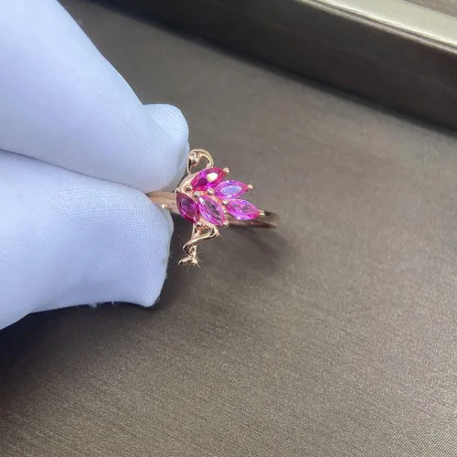Miniatura 6 de Anillo de flamenco para mujeres, adolescentes y niñas, plata de ley 925, lindo animal, oro rosa, circonita cúbica, pájaro, flamencos, boda