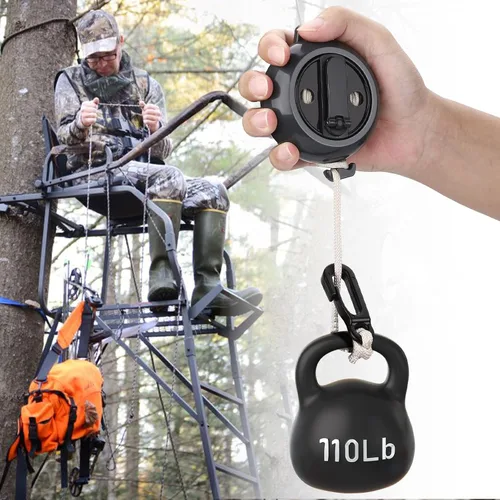 Miniatura 7 de TOBWOLF Treestand Retractable Bow Hoist, 33FT Bow & Gear Hoist for Hunting, 4MM Thickened Rope Quick & Easy Treestand Gear Hoist, Bow Hunting Gear