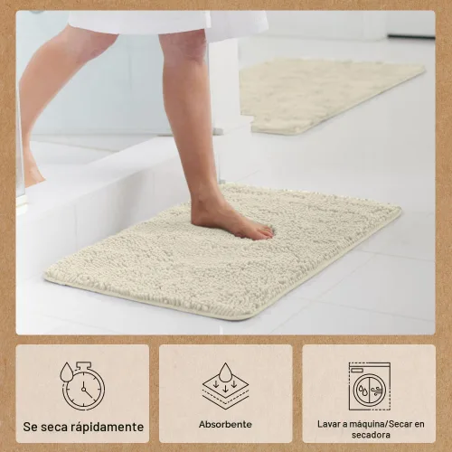 Miniatura 7 de Gorilla Grip - Tapete de baño de felpilla gruesa, suave y absorbente, secado rápido, de microfibra, con reverso de caucho, para piso de ducha, Nube