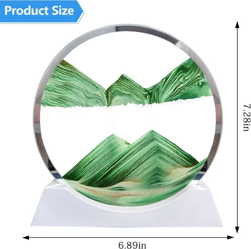 Miniatura 4 de Aoderun Arte de Arena en Movimiento de 7" con Movimiento Líquido con Luz, 3 Colores Cambiantes, Cuadro de Arte de Arena en Movimiento de Vidrio Verde