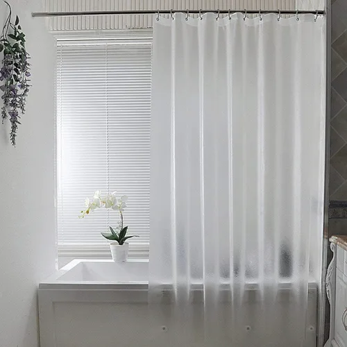 Miniatura 10 de AooHome Cortina de ducha corta transparente de 72 pulgadas de ancho x 60 pulgadas de alto, cortina de división de plástico PEVA con ganchos, ojales