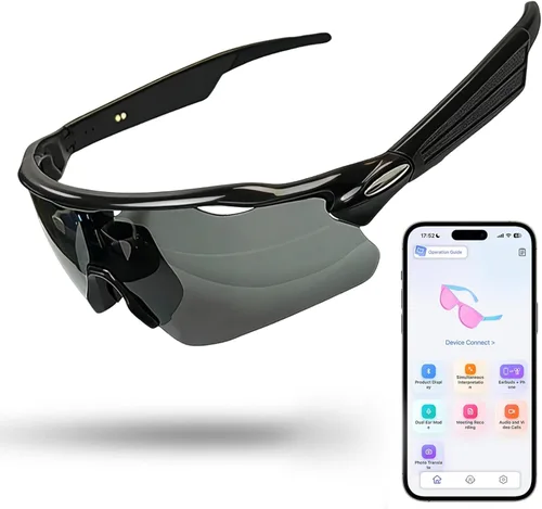 Lentes de audio inteligentes Bluetooth, gafas de sol Bluetooth para correr, ciclismo, con asistente de voz AI, llamadas manos libres y música,