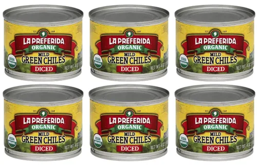 La Preferida Pimientos verdes orgánicos picados tostados al fuego y pelados perfectos para tacos, cazuelas y nachos, 4 onzas (paquete de 6)