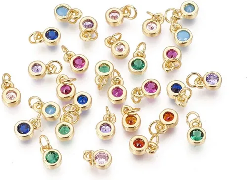 Miniatura 19 de Stiesy 10 dijes de circonita cúbica transparente de Virgen María, chapados en oro de 18 quilates, dije religioso para rosario, collar, joyería, Flor