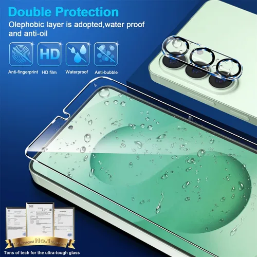 Miniatura 6 de firtstnow Paquete de 3 protectores de pantalla de vidrio para Samsung Galaxy S25 [6.2 pulgadas] + Paquete de 3 protectores para lentes de cámara