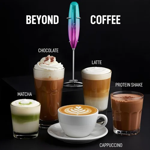 Miniatura 176 de Zulay Milk Boss Espumador de leche potente manual, hace espuma para latte, batidor para mezclar bebidas, café, miniespumador para capuchino, frappé