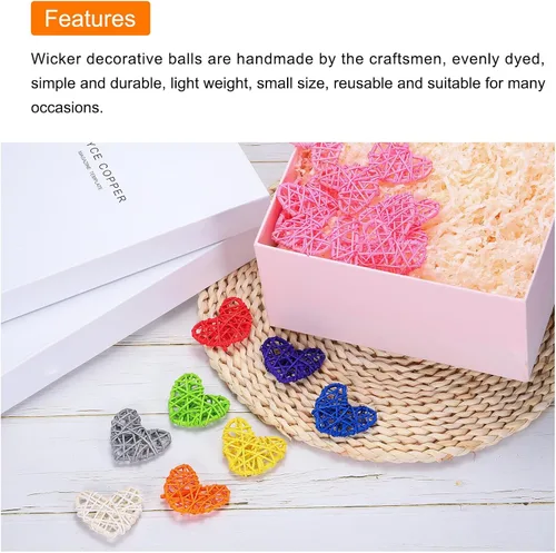 Miniatura 3 de MECCANIXITY 12 piezas de jarrón de ratán en forma de corazón de ratán natural para decoración del día de San Valentín, decoración del hogar, boda