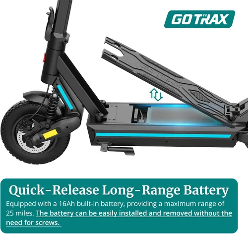 Miniatura 5 de Gotrax Ares - Patinete eléctrico todoterreno para adultos, neumáticos sin cámara de 10 pulgadas, autonomía de 25 millas con motor dual de 500W