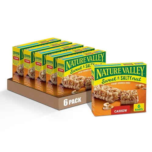 Miniatura 4 de Nature Valley Barras de granola de nueces dulces y saladas, chocolate oscuro cacahuate almendra, 6 barras, 7.2 oz