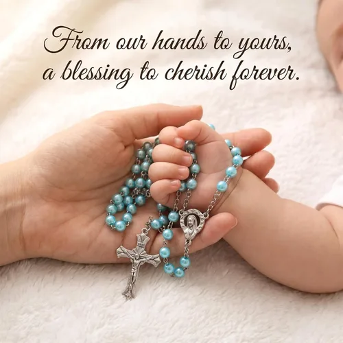Miniatura 2 de Grandeco My First Rosary Cross for Boy - Caja de recuerdo y rosario, juego de regalo, color azul