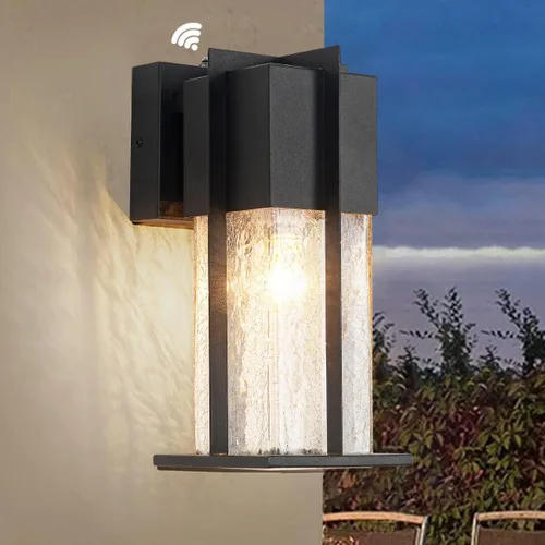 Lámpara de pared del atardecer al amanecer, moderna iluminación de pared al aire libre con cristal agrietado, lámpara de montaje en pared exterior