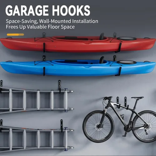 Miniatura 3 de Kayak Storage Rack Wall Mount, Kayak Hooks, Heavy Duty Garage Storage Hooks Suitable for Hanging Ladders, Bikes, Kayak Paquete de 6 unidades.