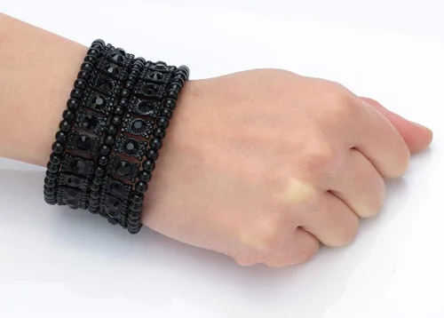 Miniatura 3 de Women's Multilayer Wide Stretch Cuff Bracelets Fit Various Wrist Sizes - Hypoallergenic Soft Elastic Band